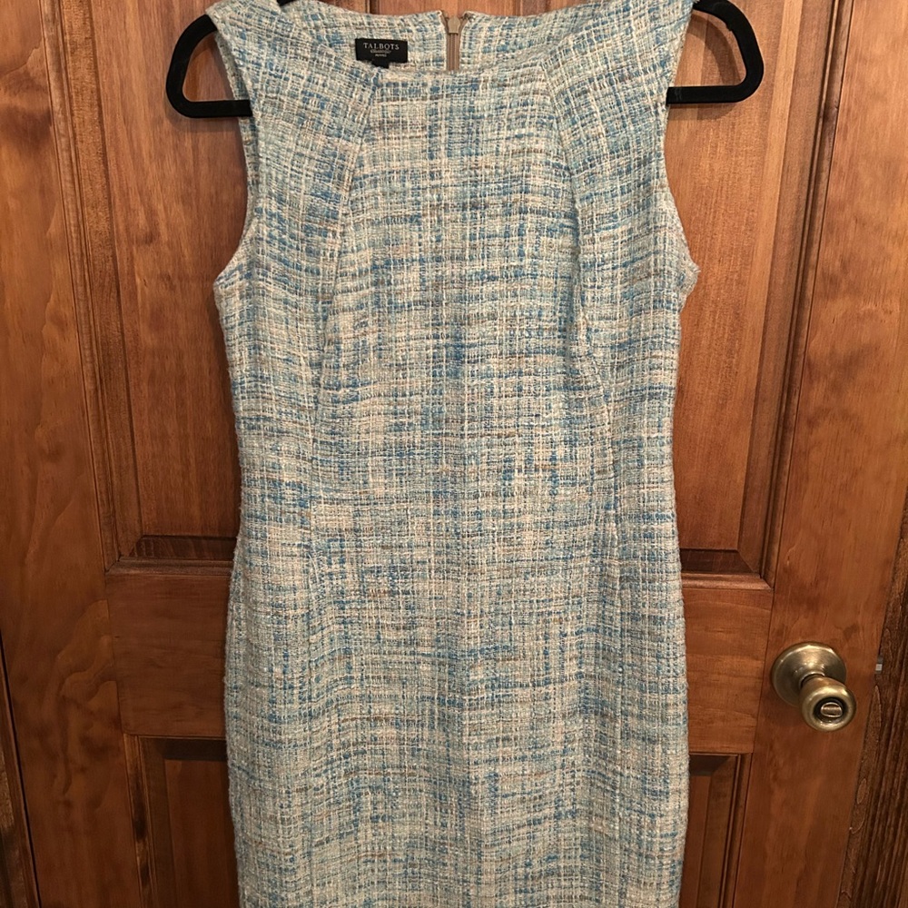 Talbots Blue and White Sheath Midi Dress